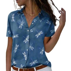 Floral Tops for Women Summer Flower Printed V Neck Tshirts Short Sleeve Tops Dressy Casual, XL