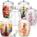 Nuogo 6 Pcs Plastic Candy and Cookie Jar with Lids Decorative Apothecary Jars Candy Buffet Containers Clear Airtight Food Storage Canister Home Decoration(80 oz,Classic)