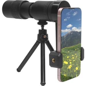 Zoom Lens for iPhone Android, 4K 10-300x40mm Compact Monocular Telescope Mini for Stargazing Space Lover Night Vision Bird Watching Hunting, Super Zoom Monoscope (Smartphone Holder&Tripod Included)
