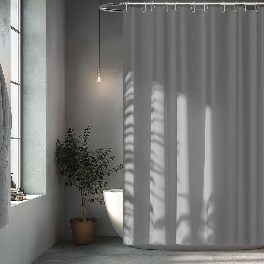 72 x 78 inch Extra Long Waterproof Fabric Shower Curtain Liner, Light Grey Washable Cloth Shower Liner with 3 Large Magnets, Neutral Minimalist Lighweight Shower Curtain Long