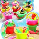 Jexine 96pcs Beach Party Favors for Kid 24 Set Sand Buckets and Shovels for Bucket Party Favor Sand Box Play Set and Mini Beach Pail Includes Shovel, Rake, Scoop Summer Outdoor Toys for Toddlers