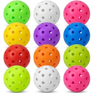 Pickleball Balls,pickleballs,12 Pack Outdoor Pickleball Balls,Bright Multi Colors 40 Hole Durable Plastic pickleball Game,Training & Tournament Play.