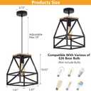 Farmhouse Pendant Light, Metal and Wood Chandelier Light Fixture, Rustic Pendant Lighting for Kitchen Island, Bedroom, Dining Room and Entryway