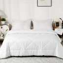 2026 Premium Upgraded Non-Vacuum Bed Quilt All Seasons 100% Cotton Filled Comforter - Reversible Lightweight Soft Breathable Fluffy (Pure White, Twin)
