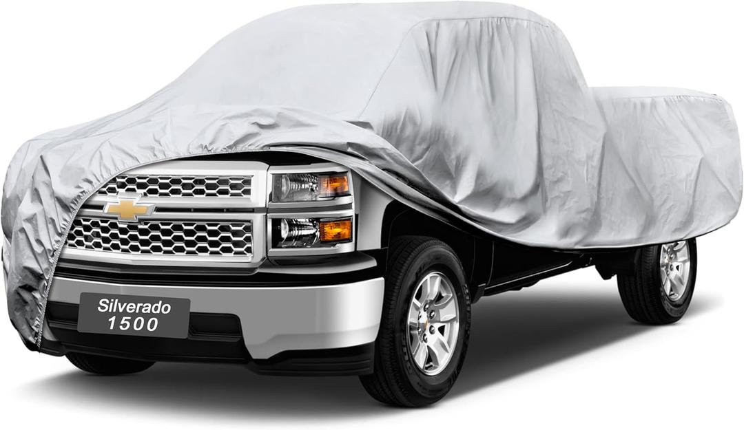 Pickup Truck Cover - Waterproof All Weather, 6 Layer Heavy Duty, Universal Fit Ford F150, Chevy Silverado, GMC Sierra, Dodge Ram 1500 Extended/SuperCrew Cab (Up to 248 inch)
