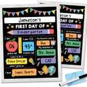 7 x DUNKMATE First Day of School Board Sign with Frame, Liquid Chalk Marker and Wipe Cloth - 14”x11” Double-Sided & Reusable Chalkboard - Back to School Wooden Board for Kindergarten Preschool