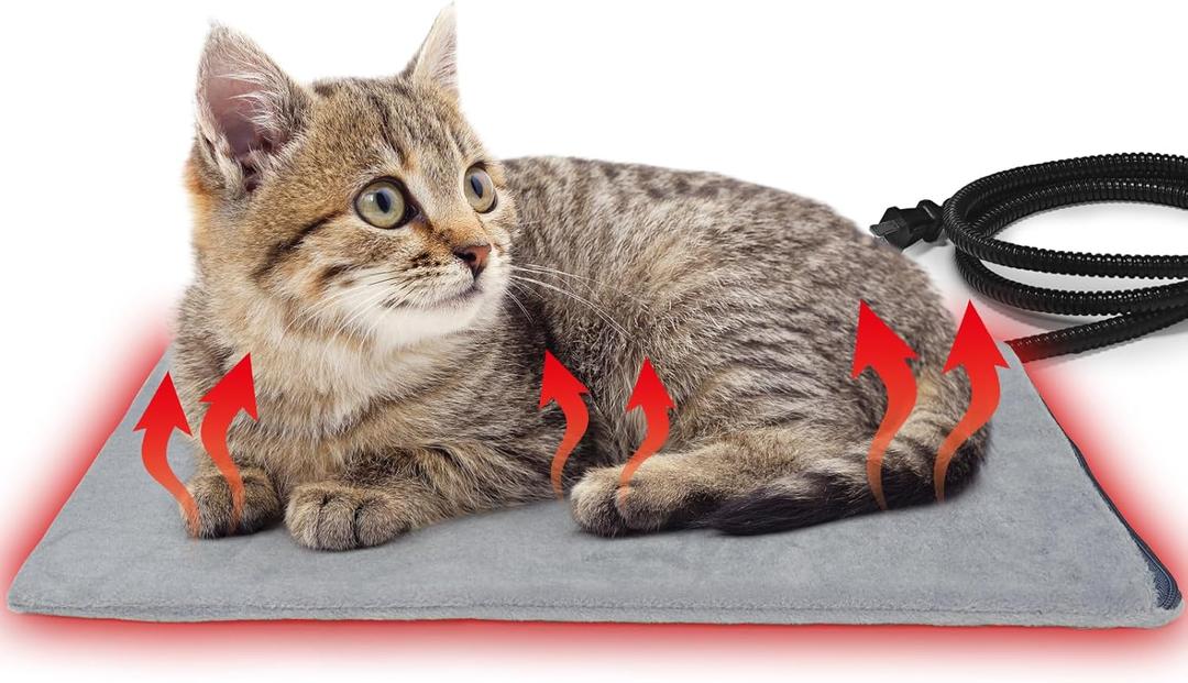 Pet Heating Pad for Cats and Small Dogs,Heated Cat Bed,Auto Temperature Control Waterproof Indoor Electric Pet Heating Pads for Cats with Chew Resistant Cord,16 * 12inch