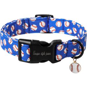 Summer Dog Collar,Unique Style Paws Blue Ball Collars for Dog Cotton Puppy Collar with Lightweight Plastic Buckle for Medium Boy Girl Dogs M
