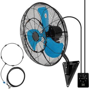 20" Wall Mount Fan 7000 CFM Wall Oscillation Fan 3-Speed Industrial Fans with Mist High Velocity Wall mounted Fans for Residential, industrial, Warehouse, Greenhouse, Workshop (BG Mist Blue)