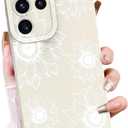OOK Floral Case for Samsung Galaxy S24 Ultra Case, Cute Sunflower Floral Blooms Design Soft TPU Shockproof Protective for Women Girls Phone Caser- White Flower