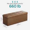 SONGMICS Mazie Collection - 43 Inches Folding Storage Ottoman Bench, Ottoman with Storage, Foot Rest Stool, Load 660 lb, Living Room, Bedroom, Entryway, Synthetic Leather, Coffee Brown ULSF070K01, 15"D x 43"W x 15"H