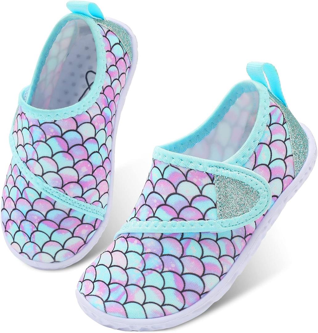 LeIsfIt Boys Girls Water Shoes Kids Aqua Socks Toddler Quick-Dry Beach Swimming Shoes Lightweight Breathable Non-Slip Summer Outdoor Sport Water Slippers Green Scale 11 Toddler