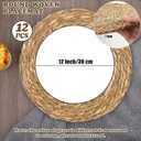 Kochorie Set of 12 Round Woven Placemats 12 Inches Bulrush Placemats Natural Hand-Woven Boho Rattan Placemats Wicker Table Mats Farmhouse Weave Place Mats for Home Dining Table