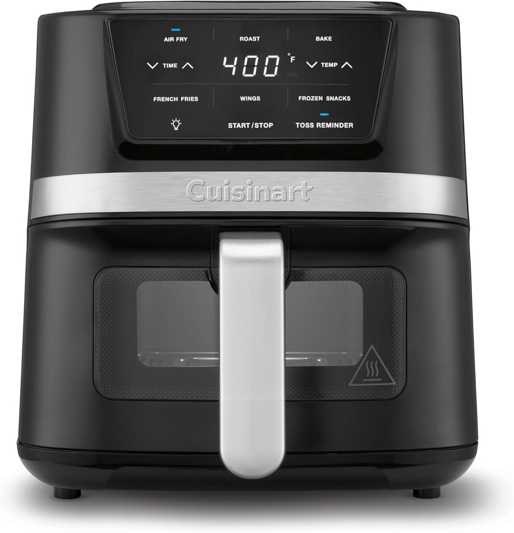 Cuisinart Air Fryer, 2.6-Quart Compact Basket Fryer with 3 Cooking Functions to Air Fry, Roast, and Bake, 3 Airfryer Presets, Dishwasher-Safe Parts, AIR-80, Stainless Steel & Black, 2.6 Qt. Window
