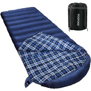 0 Degree Sleeping Bag 100% Cotton Flannel XXL Cold Weather Winter Oversized Sleeping Bag for Adults Camping Zero Degree Big and Tall with Compression Sack