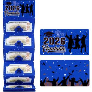 3 x Class of 2026 Graduation Money Holder with 10 Slots - Surprise Graduation Gifts for Daughter Son - Creative Cash Gift Envelopes Card for High School College Middle School Graduates, Black and Blue
