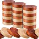 Skylety 72 Pieces Wood Checkers 1.06 Inch Wooden Checkers Pieces Set with Stackable Ridge in Drawstring Storage Pouch for Board Game, Dark Brown and Natural