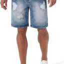Mens Baggy Denim Shorts Summer Loose Fit Casual Wide Leg Rigid Jean Shorts (Blue) Size 32