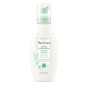 Aveeno Clear Complexion Foaming Oil-Free Facial Cleanser with Salicylic Acid for Breakout Prone Skin, Face Wash with Soy Extracts, Hypoallergenic and Non-Comedogenic, 6 fl. oz