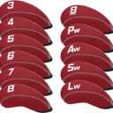Craftsman Golf 11pcs/Set Neoprene Iron Headcover Set with Large No. for All Brands Callaway,Ping,Taylormade,Cobra Etc. (Red)