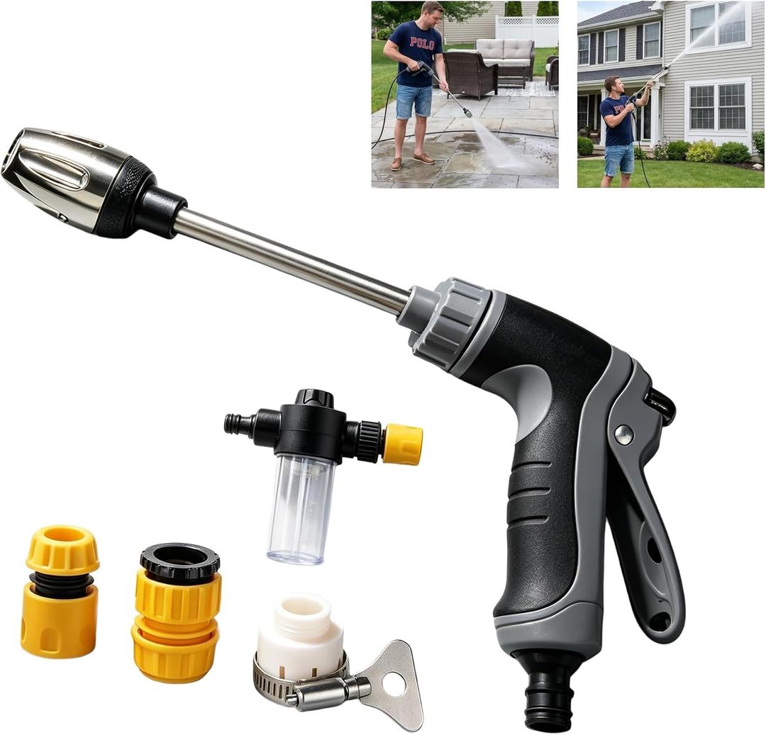 Multi Aquoxis Pressure Washer Gun, 2026 New Garden Shower High-Pressure Gun for Three Spray Modes, Durable Stainless Steel, Easy Installation, Universal Compatibility, Ideal for Patios and Driveways