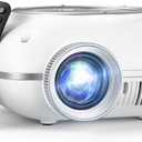 HOMPOW Mini Projector with Two -Way Bluetooth, Portable Projector for Home Theater Use, Support 1080P for Indoor/Outdoor, Movie Projector Compatible with HDMI, USB, Laptop, TV Stick (White)