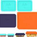 Sophico Rectangle Silicone Storage Cover Lids Replacement for Anchor Hocking and Pyrex Glass Bowls (Container not Included) (MIX-4 PACK)