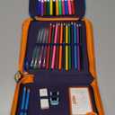 Space Markers Set with Glitter Pencil Case & Stationery, Art Supplies for Kids Ages 4-6-8, Arts Crafts Travel Coloring Kit for Boys 4 5 6 7 8 Year Old Birthday Gifts