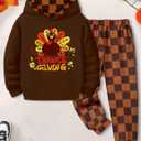 MIGU Thanksgiving Baby Boy Outfit Toddler Thanksgiving Outfit Boy Turkeys Print Long Sleeve Hoodie+Pant 2 Piece Outfit 18-24 Months