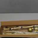 ENJOYBASICS No Drill Curtain Rods for Window 48 to 84 Inches, 5/8 Inch Diameter Renter Friendly Drapery Rod with Adhesive Brackets without Drilling, Adjustable from 27 to 90 Inches, Gold