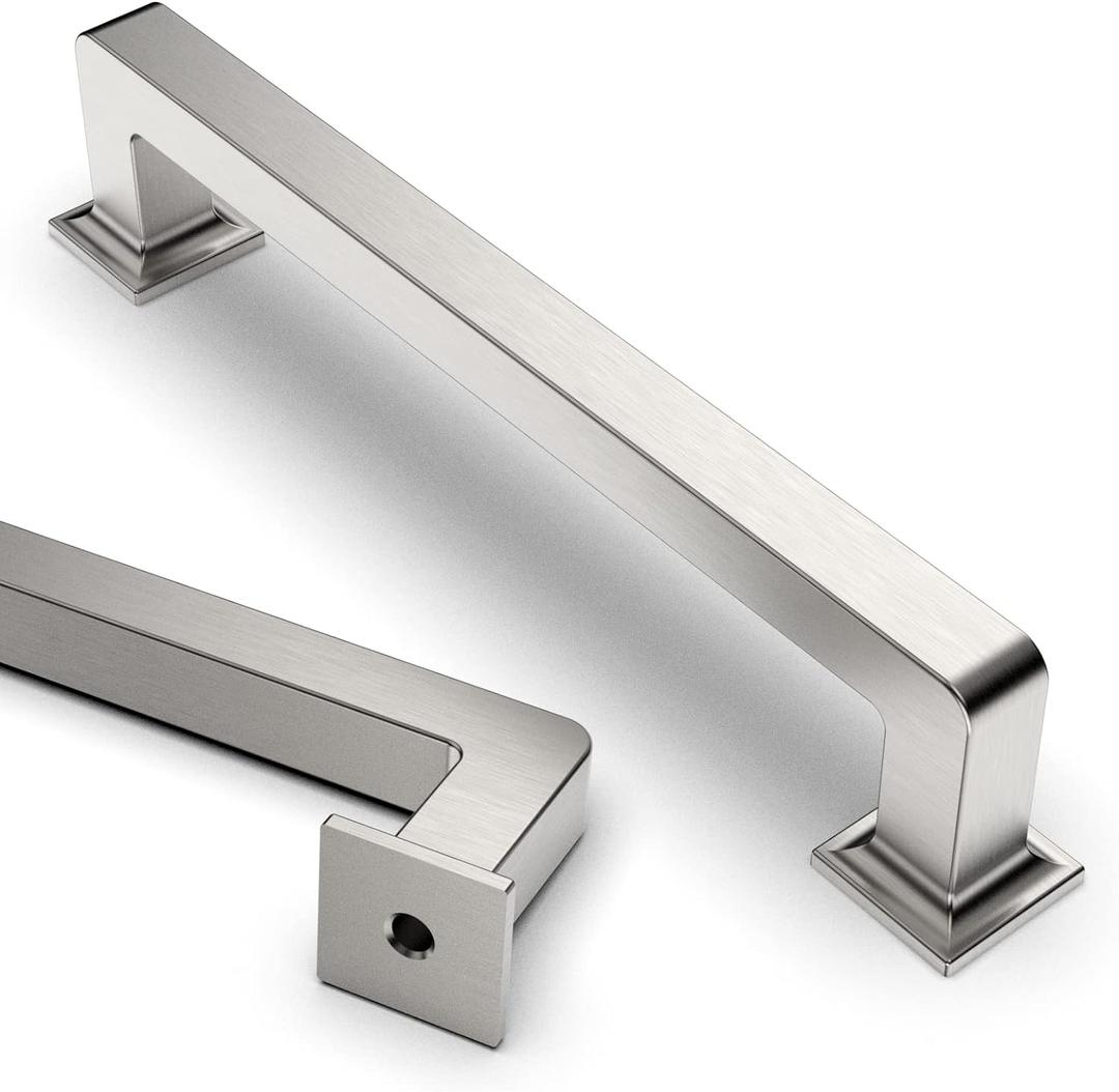 Asidrama 10 Pack 5 Inch(128mm) Brushed Satin Nickel Kitchen Cabinet Handles, Cabinet Pulls Kitchen Cabinet Hardware Cupboard Handles Drawer Pulls