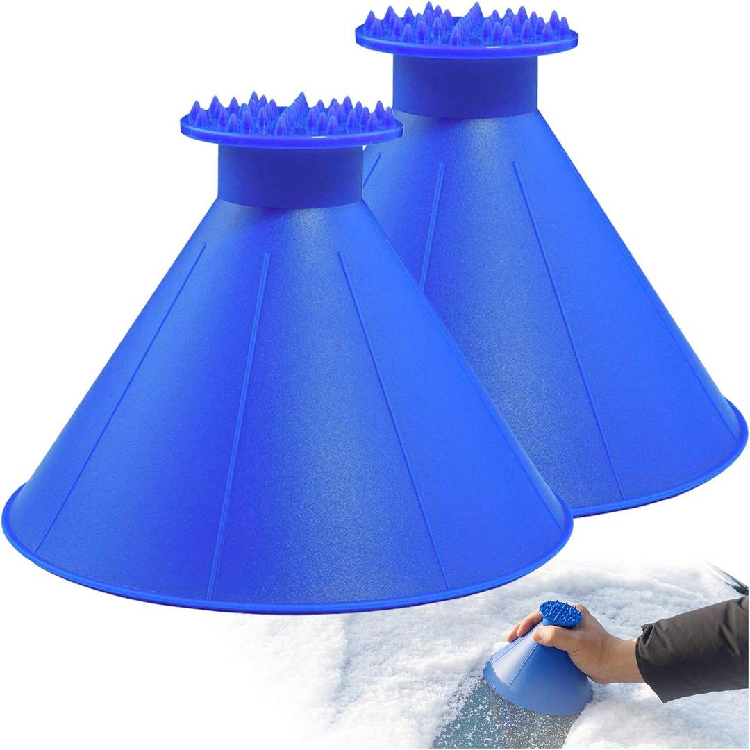 Magical Ice Scrapers for Car Windshield - 2 Pack Cone Magic Car Ice Scraper with Funnel, Round Snow Scraper