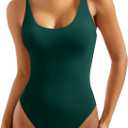 SUUKSESS Women Sexy Scoop Neck Thong Bodysuit Backless Cami Bodysuit Top (Green, M)