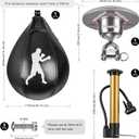 Benelabel Boxing Speed Bag with 360 Swivel Mount Premium Leather Boxing Speed Bag with Hanger and Inflator - Easy to Install and Use - Improve Your Speed and Reflexes