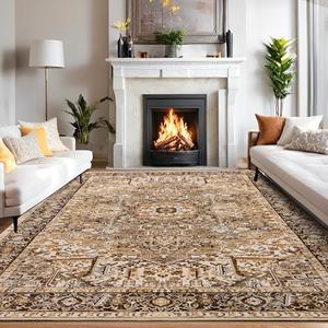 ISEAU Washable Vintage Rugs - 6x9 Bedroom Area Rugs, Large Indoor Machine Washable Non-Slip Rugs for Living Room, Dining Room, Kitchen, Classroom, Office, Soft Low Pile Vintage Floor Carpets