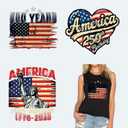 3 Pcs Iron on Transfers for T-Shirts 250th Anniversary USA Iron on Patches 4th of July Heat Transfer USA Flag Heart Designs Independence Day Vinyl Stickers Supplies for Bags Clothes DIY Craft Decor