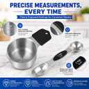 Magnetic Measuring Cups & Spoons Set, Strong N45 Magnets, Heavy Duty Stainless Steel Fits in Spice Jars for Baking & Cooking, BPA Free, Round Set of 15 with Leveler, Dark Black