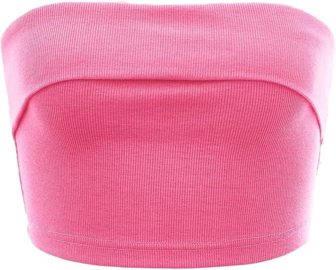 SOLY HUX Women's Tube Tops Strapless Going Out Crop Tops Sleeveless Bandeau Summer Outfits, Size S