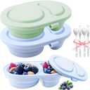 2 Pack Reusable Snack Containers with Lids, Double Compartment Silicone Snackle Box Container for Salad Sauce Condiments Snack, Small Mini Food Snackle Boxs for Lunch, Travel, Office, Picnic