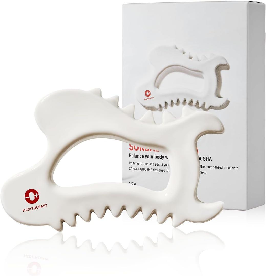 MEDITHERAPY SOKSAL GUASHA,Ceramic Gua Sha,Body Massage Tool, Korean Body Guasha, Guasha Board, Face Lift, Muscle Relief Massage Board (Body Massager) MEDITHERAPY SOKSAL GUASHA,Ceramic Gua Sha,Body Massage Tool, Korean Body Guasha, Guasha Board, Face Lift, Muscle Relief Massage Board (Body Massager)