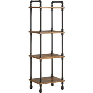 IBUYKE Industrial Pipe Ladder Shelf,4-Tier Vintage Style Book Shelf,Free Standing Units,Display Rack and Storage Organizer for Living Room,Bedroom,Kitchen,Rustic Brown UTMJ404H
