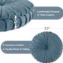Intelligent Design Loretta Floor Pillow, Large Cushions Sitting for Adults, Floor Pillow for Meditation or Yoga, Lustrous Chenille Button Tufted, Pleated Design for Bench/Chair, 22"x22"x6", Aqua, Dia 22" x 6"H