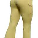 ZFLM Womens Workout High Waist Yoga Flare Leggings with Pockets Gym Running (Yellow, M)