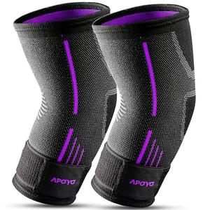 APOYO Elbow Brace for Tendonitis and Tennis Elbow, Elbow Compression Sleeve, Elbow Brace for Women and Men w/ Adjustable Strap for Tennis Elbow Relief, Weightlifting, Arthritis, Workouts, Reduce Joint Pain During Fitness Activity (Purple (Pair), Medi