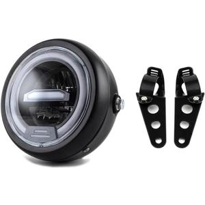 kucehiup 6.5 Inches Round Motorcycle LED Headlight with Brackets Assembly (White Light)