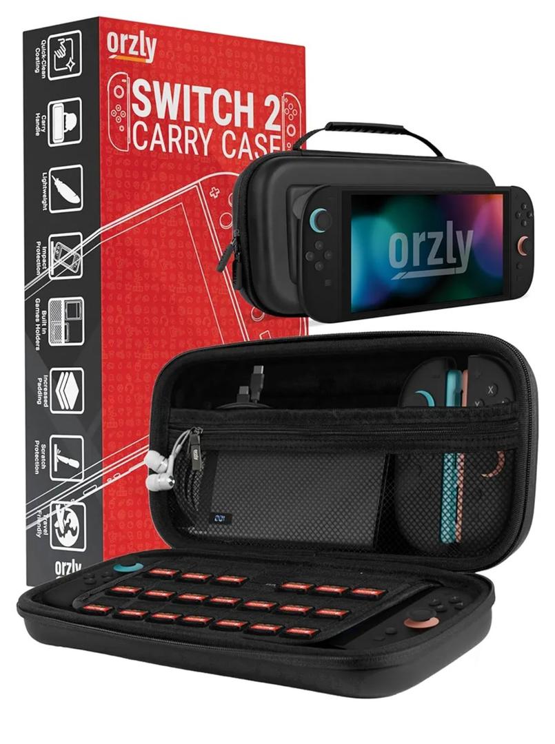 Orzly Case Compatible with Nintendo Switch 2 Protective Carry Case (2025 Model) with Screen Padding, Game Card microSD Pockets for Console and Accessories Screen Size 7.9" - Gift Boxed