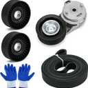 38382 Drive Belt Tensioner Pulley and Serpentine Belt Assembly Kit Fit for Dodge Ram 1500/2500/3500 5.7L V8 2003-2008 Replace # 53032130AA 53032130AC 38058 7PK2570