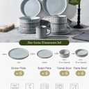 Famiware Star 24-Piece Stoneware Dinnerware Sets, Service for 6 - Shallow Pasta Bowls & Flat Plates, Modern Rustic Reactive Glaze Dishes, Chip/Scratch Resistant, Microwave/Dishwasher Safe, Smoky Blue