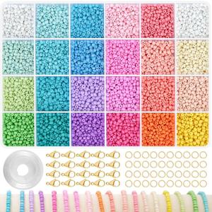3mm Seed Beads for Jewelry Making 24 Colors Bracelet Making Kit for Girls Adults Friendship Bracelet Kits for DIY Jewelry Craft