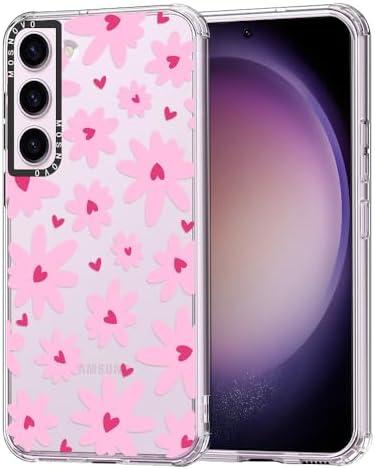 MOSNOVO Case for Samsung Galaxy S23, [Buffertech 6.6ft Military-Grade Drop Protection] [Anti Peel Off Tech] Clear TPU Bumper Phone Case Cover Design - Love in Bloom